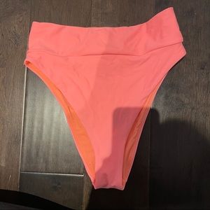 AERIE BIKINI HIGH WAIST BOTTOM ORANGE PINK BRIGHT
